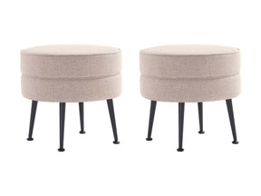 Bailey Ottoman in Oatmeal with Black Feet (set of 2) - Ornate Home
