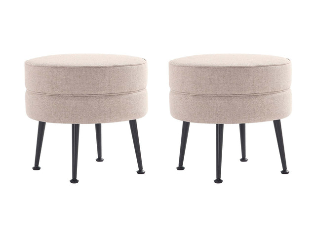 Bailey Ottoman in Oatmeal with Black Feet (set of 2) - Ornate Home