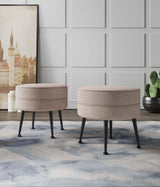 Bailey Ottoman in Oatmeal with Black Feet (set of 2) - Ornate Home