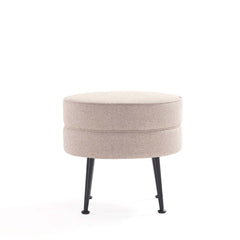 Bailey Ottoman in Oatmeal with Black Feet (set of 2) - Ornate Home
