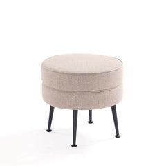 Bailey Ottoman in Oatmeal with Black Feet (set of 2) - Ornate Home