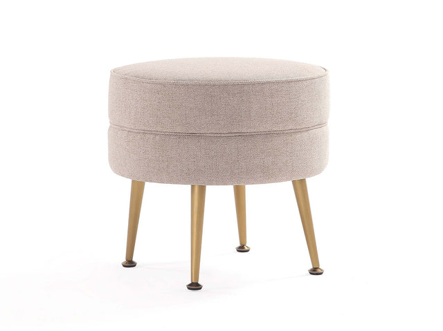 Bailey Ottoman in Oatmeal with Gold Feet - Ornate Home