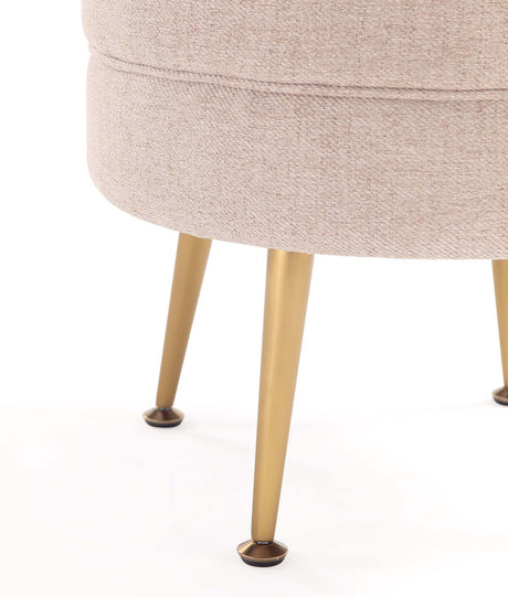 Bailey Ottoman in Oatmeal with Gold Feet - Ornate Home