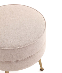 Bailey Ottoman in Oatmeal with Gold Feet - Ornate Home