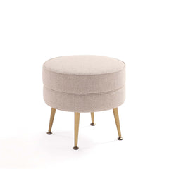 Bailey Ottoman in Oatmeal with Gold Feet - Ornate Home
