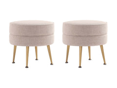 Bailey Ottoman in Oatmeal with Gold Feet (set of 2) - Ornate Home