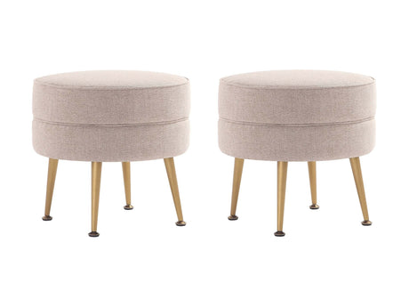 Bailey Ottoman in Oatmeal with Gold Feet (set of 2) - Ornate Home