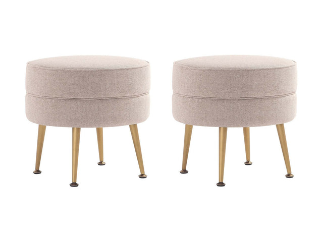 Bailey Ottoman in Oatmeal with Gold Feet (set of 2) - Ornate Home