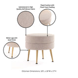 Bailey Ottoman in Oatmeal with Gold Feet (set of 2) - Ornate Home