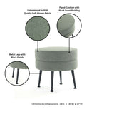 Bailey Ottoman in Sage Green with Black Feet - Ornate Home