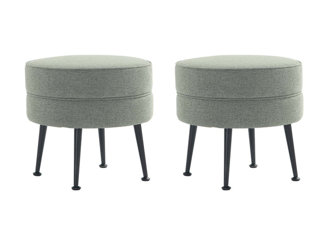 Bailey Ottoman in Sage Green with Black Feet (set of 2) - Ornate Home