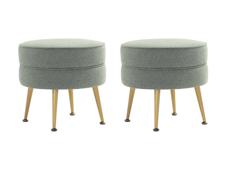 Bailey Ottoman in Sage Green with Gold Feet (set of 2) - Ornate Home