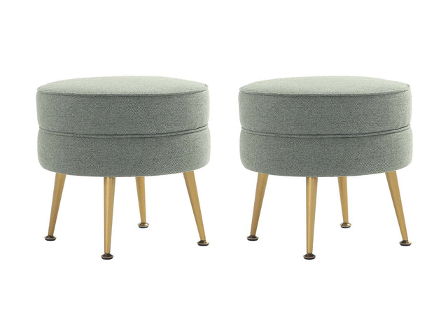 Bailey Ottoman in Sage Green with Gold Feet (set of 2) - Ornate Home