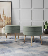 Bailey Ottoman in Sage Green with Gold Feet (set of 2) - Ornate Home