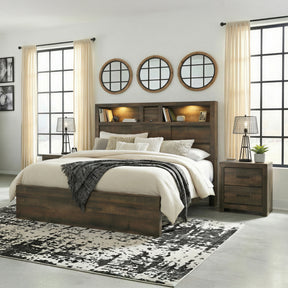 Bailey Walnut 3-Piece Full Bookcase Panel Bedroom Set - Ornate Home