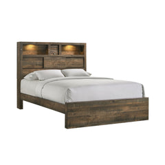 Bailey Walnut 4-Piece King Bookcase Panel Bedroom Set with 2 Nightstands & Dresser - Ornate Home
