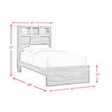 Bailey Walnut 5-Piece Twin Bookcase Panel Bedroom Set with Bluetooth - Ornate Home