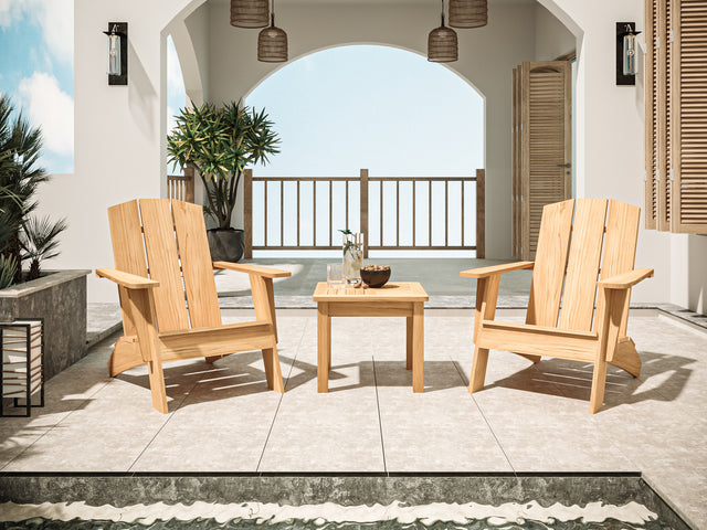 Bainbridge 3-Piece Teak Outdoor Adirondack Lounge Set - Ornate Home