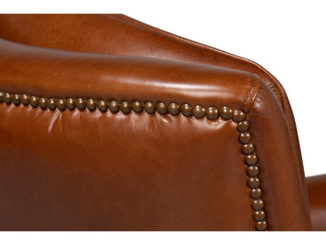 Baker Brown Leather Swivel Chair - Ornate Home