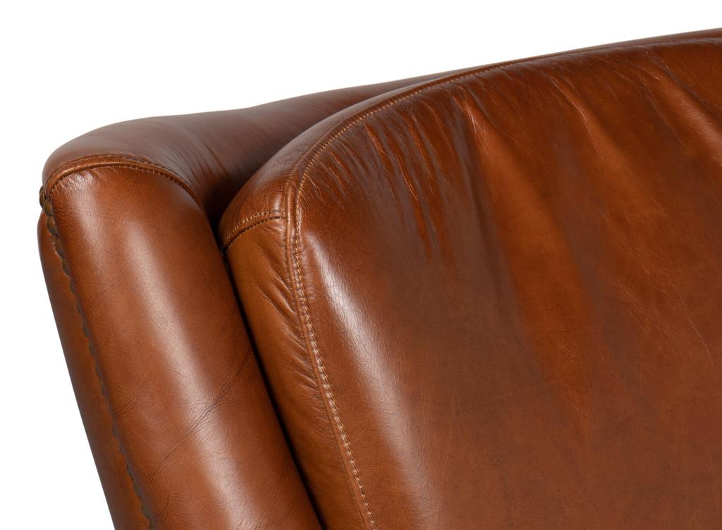 Baker Brown Leather Swivel Chair - Ornate Home