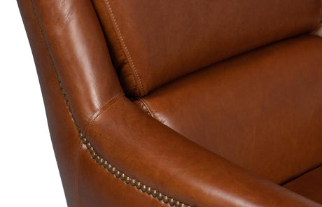 Baker Brown Leather Swivel Chair - Ornate Home