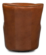 Baker Brown Leather Swivel Chair - Ornate Home