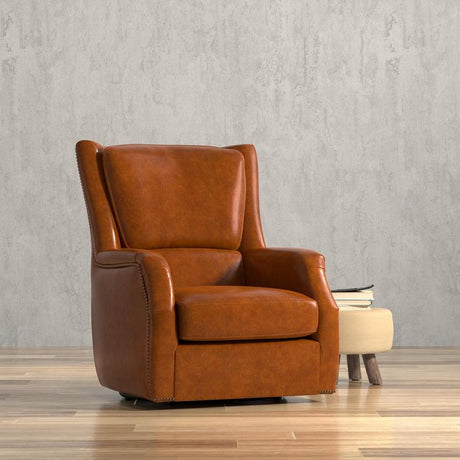 Baker Brown Leather Swivel Chair - Ornate Home
