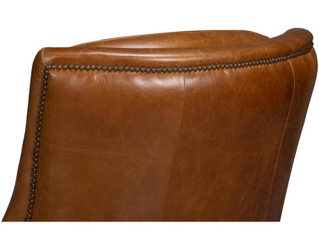 Baker Brown Leather Swivel Chair - Ornate Home