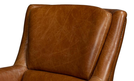Baker Brown Leather Swivel Chair - Ornate Home