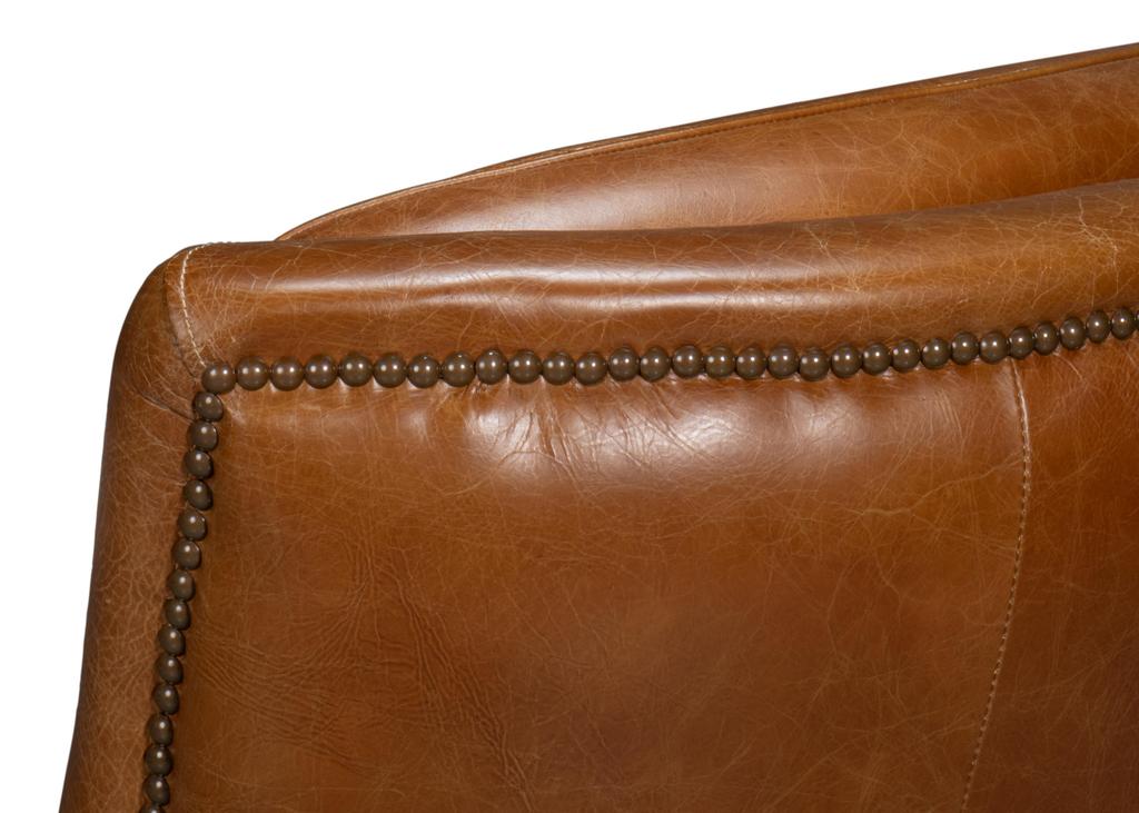 Baker Brown Leather Swivel Chair - Ornate Home