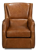 Baker Brown Leather Swivel Chair - Ornate Home