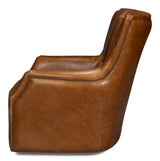 Baker Brown Leather Swivel Chair - Ornate Home