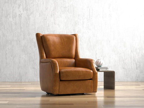 Baker Brown Leather Swivel Chair - Ornate Home