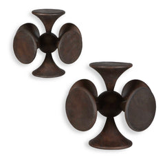Balanced Harmony Brown Dark Wooden Sculptures (Set of 2) - Ornate Home