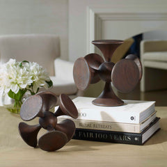 Balanced Harmony Brown Dark Wooden Sculptures (Set of 2) - Ornate Home