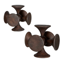 Balanced Harmony Brown Dark Wooden Sculptures (Set of 2) - Ornate Home