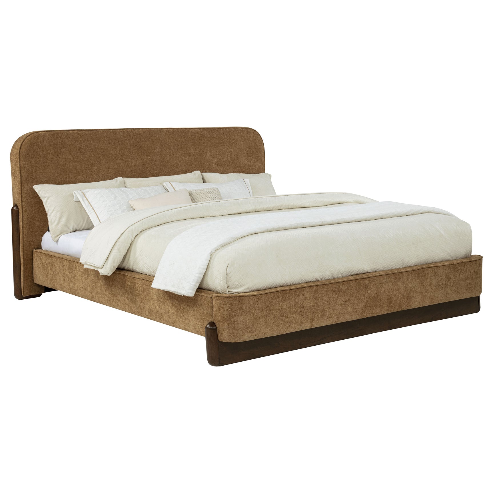 Baldacci Curry/Walnut Upholstered California King Platform Bed - Ornate Home