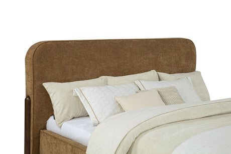 Baldacci Curry/Walnut Upholstered California King Platform Bed - Ornate Home