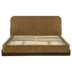 Baldacci Curry/Walnut Upholstered Eastern King Platform Bed - Ornate Home