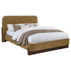 Baldacci Curry/Walnut Upholstered Queen Platform Bed - Ornate Home