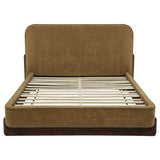 Baldacci Curry/Walnut Upholstered Queen Platform Bed - Ornate Home