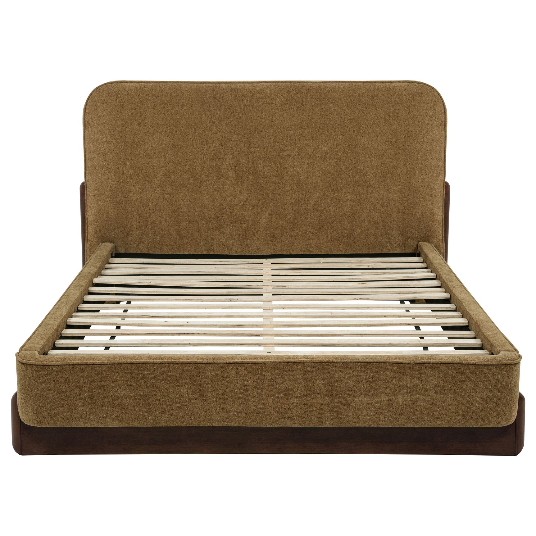 Baldacci Curry/Walnut Upholstered Queen Platform Bed - Ornate Home