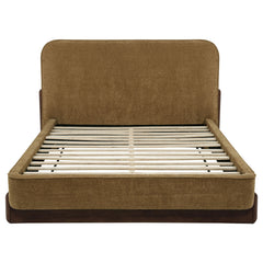Baldacci Curry/Walnut Upholstered Queen Platform Bed - Ornate Home