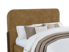 Baldacci Curry/Walnut Upholstered Queen Platform Bed - Ornate Home
