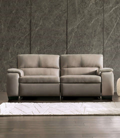 Balderico Taupe Real Italian Leather Power Reclining Sofa & Loveseat - Ornate Home