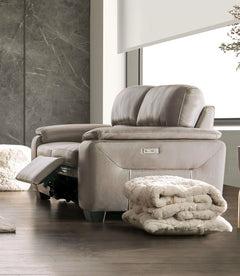 Balderico Taupe Real Italian Leather Power Reclining Sofa & Loveseat - Ornate Home
