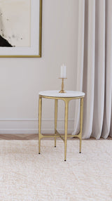 Baldwin White / Gold Round Side Table - Ornate Home