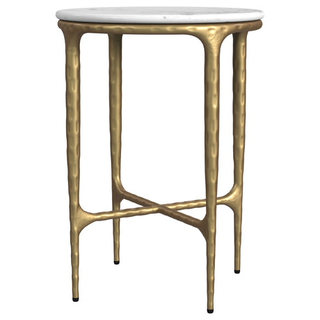 Baldwin White / Gold Round Side Table - Ornate Home