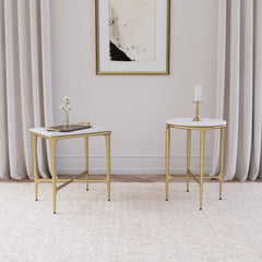 Baldwin White / Gold Round Side Table - Ornate Home