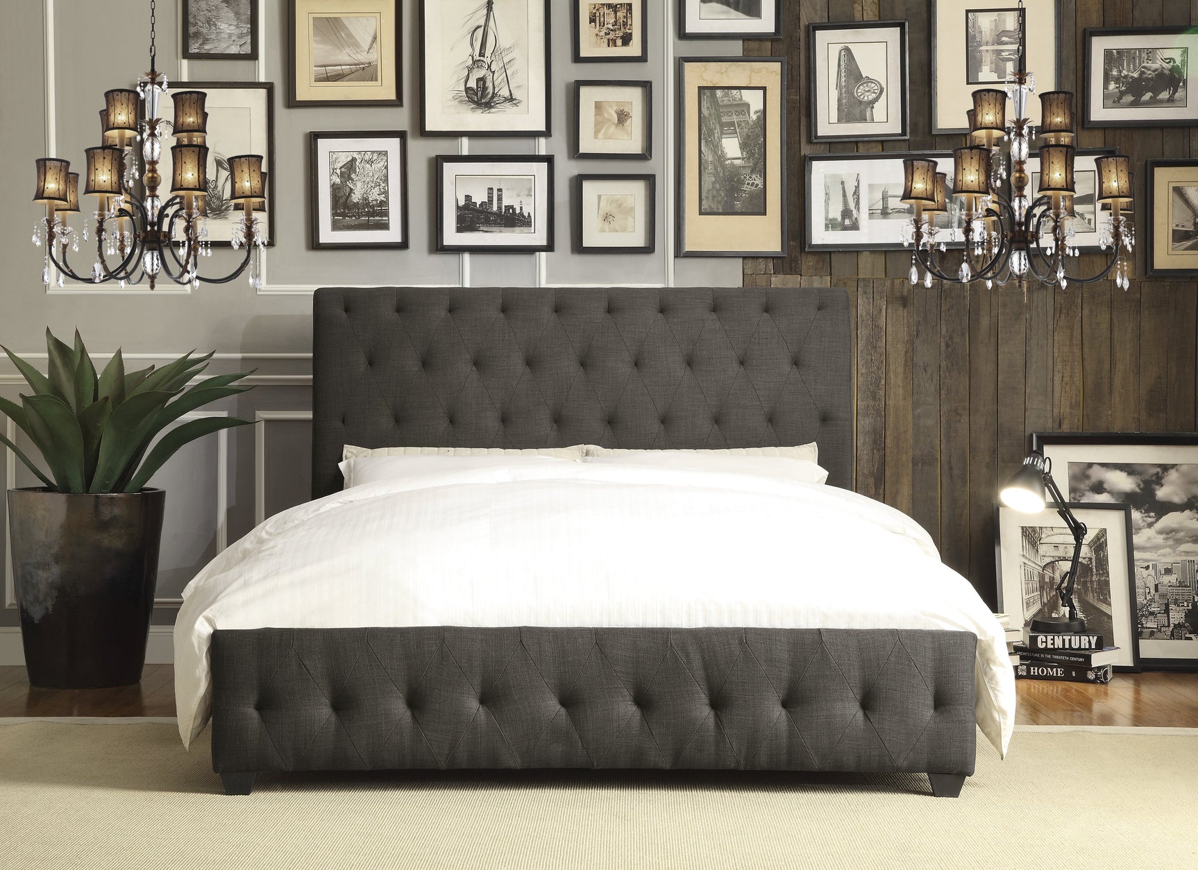 Baldwyn Charcoal Full Sleigh Bed - Ornate Home
